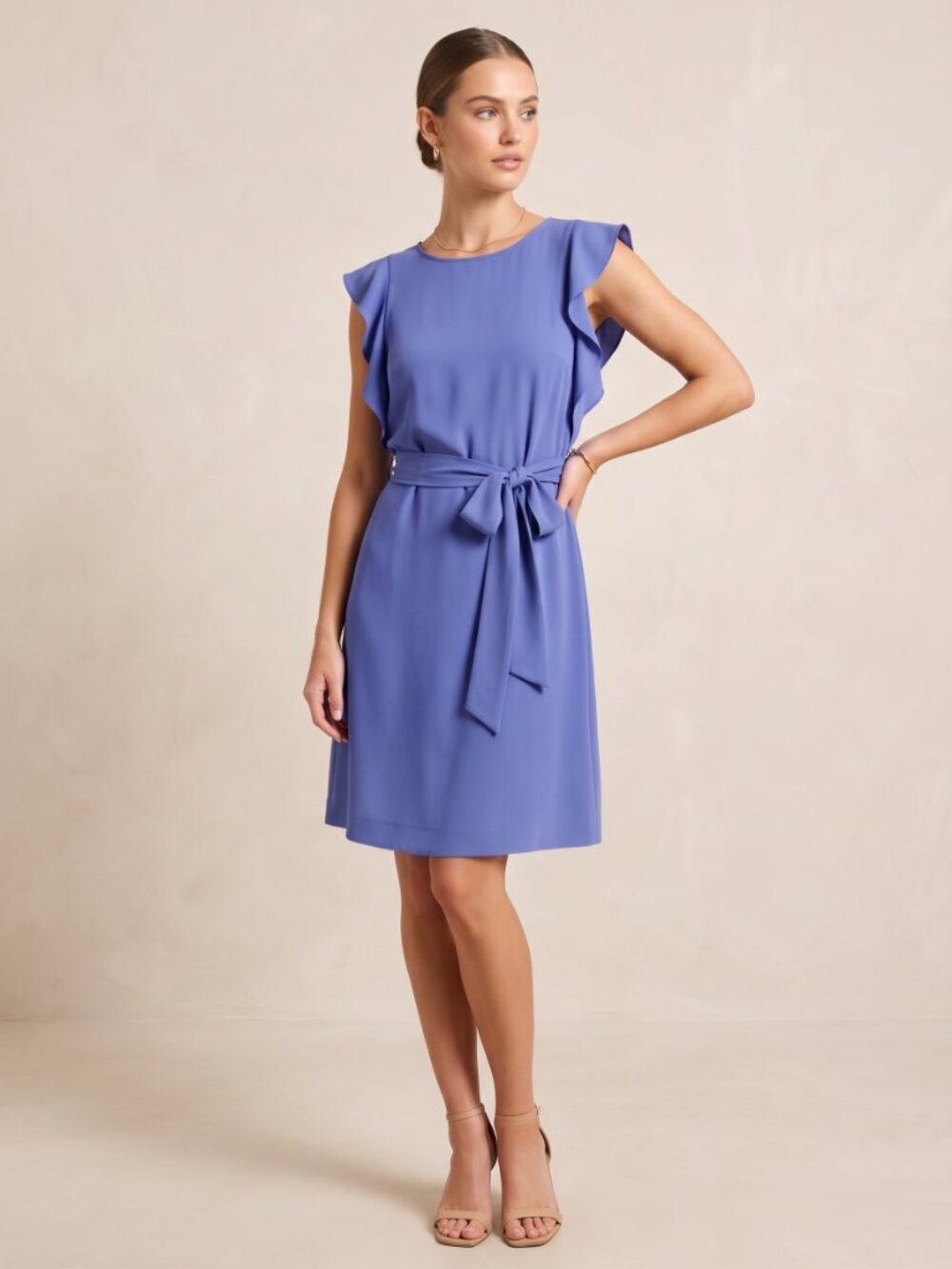 MICHAEL Michael Kors Royal Blue Belted Flutter Sleeve Mini Dress